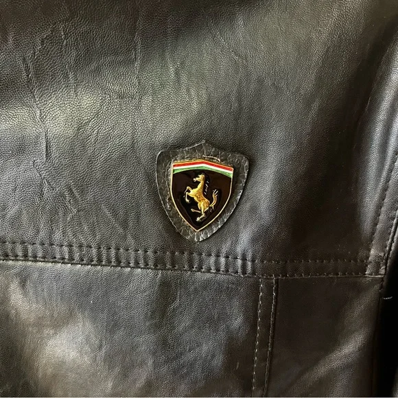 Emporio & Co. Vintage Men's Black Leather Jacket, Size Medium.